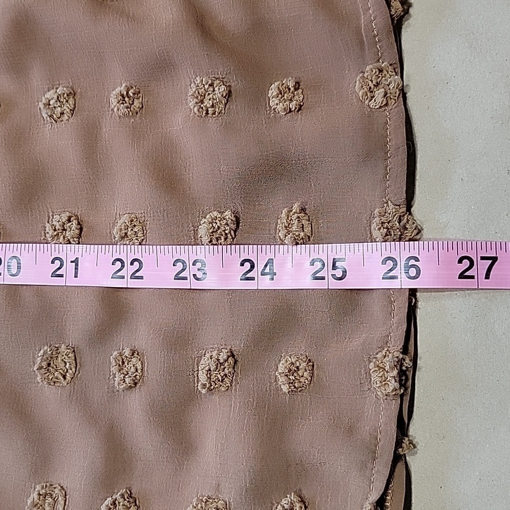 Ubranded Size M Milky Chocolate Brown Swiss Dot Long Sleeve Semi-Sheer Blouse - Picture 9 of 13